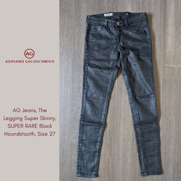 AG Jeans, The Legging Super Skinny, SUPER RARE Black Houndstooth, Size 27 - Picture 2 of 10